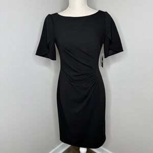 DKNY Black Midi Dress With Tulip Sleeves